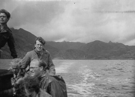 Cloudy day boating in remote scenery