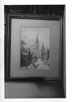 Artistic view of a historic town square