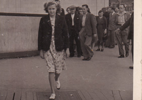 Confident woman in a busy street