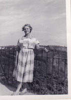 Woman posing elegantly by a scenic overlook
