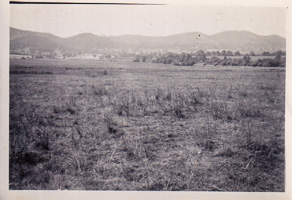 Expansive meadow under distant hills at midday