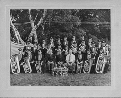 Musicians gather for a lively outdoor performance
