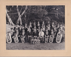 Musicians gather for a lively outdoor performance