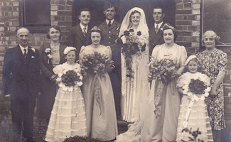 Joyful wedding celebration in a vintage setting