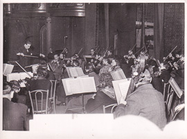 Historic orchestra performance in a grand venue