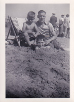 Family fun at the beach on a sunny summer day