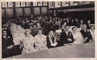 Joyful wedding celebration in a hall