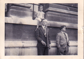 A historical moment captured in a city scene