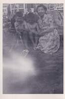 Family fun at the beach on a sunny day