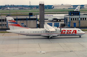 Plane on runway ready for takeoff