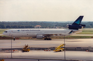 Garuda Indonesia airplane preparing for takeoff