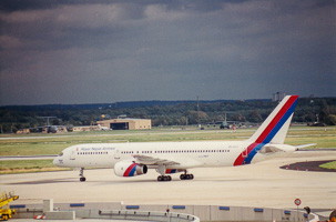 Airline departure during a cloudy afternoon sky