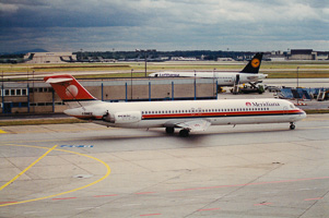 Daytime vintage airliners at airport