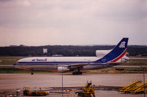 Vintage airliner taxiing at the airport