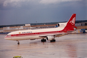 Vintage airliner set for takeoff in rain