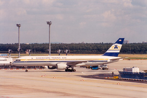 Vintage aircraft at the airport under a clear sky