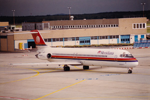 Nostalgic airliner on the tarmac at an airport