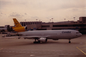 Aircraft ready for takeoff at terminal