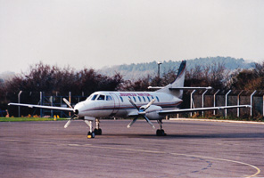 Small plane prepares for takeoff on the runway