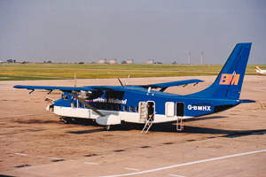 Vintage planes at the airport, clear skies
