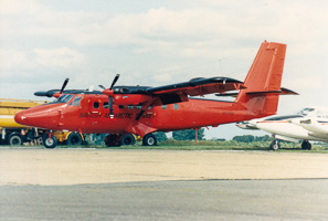 Unique aircraft at the airstrip in summer sun