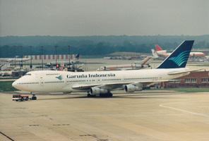 Garuda Indonesia aircraft parked at the terminal