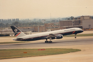 Flight lands gracefully at busy airport