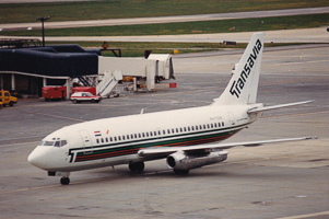 Jet taking off from bustling airport runway