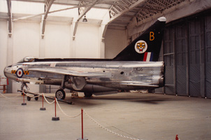 Historic fighter jet on display at aviation museum