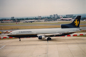 Unique aircraft on runway at international airport