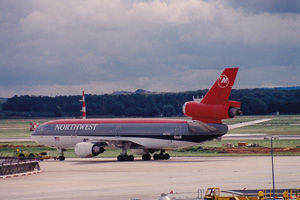 Flight leaving busy airport terminal
