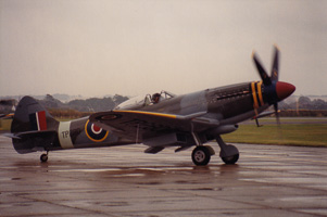 Historic plane ready for takeoff in rain